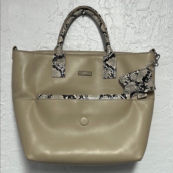 Ju-Ju-Be Tan and Black Tote with Exotic Accents Diaper Bag - Picture 1 of 10